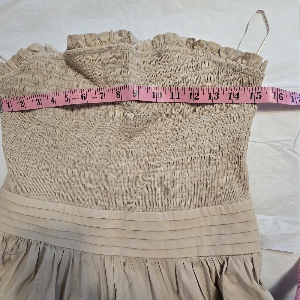 Ramy Brook Cream Maxi Sundress with Puff Sleeves and Strapless Neckline - Picture 6 of 8